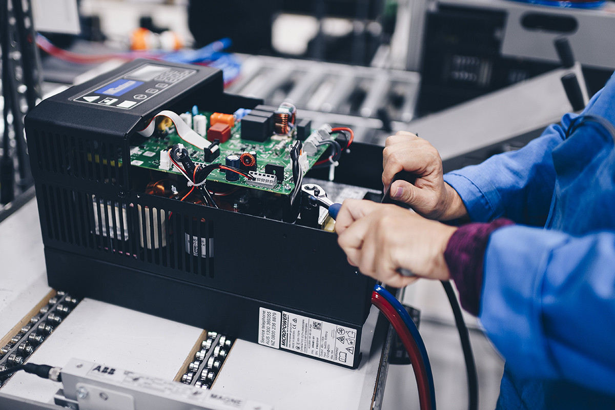 Engineer working on a custom electrical solution