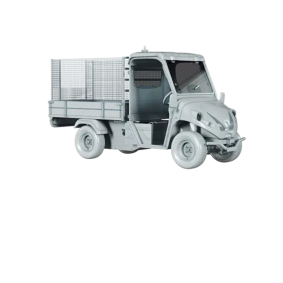 A graphic image of an electric utility vehicle.
